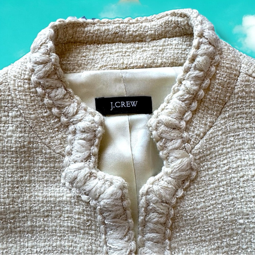 Like New 🌸 J.Crew Cream Braided Tweed Blazer, Satin Lining, Office Style - Picture 9 of 17